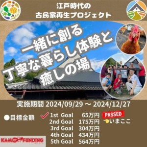 江戸時代の古民家再生プロジェクト　〜一緒に創る、丁寧な暮らし体験と癒しの場〜